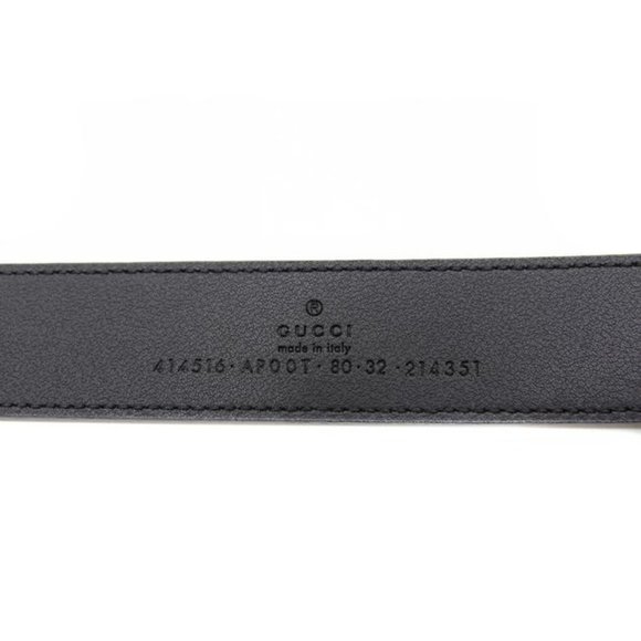 Gucci Leather Slim Black with Double G Buckle 80 32 414516 (Sku 6571) Belt